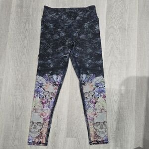 Evolution and Creation Floral Skull Leggings